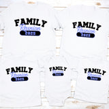 Personalized minimalist family reunion shirts with custom year and matching family name design, ideal for reunions and group events.