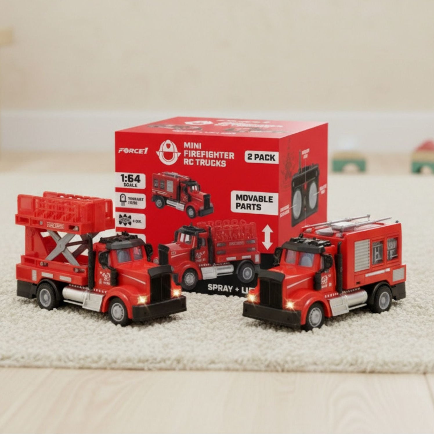 Mini Firefighter Remote Control Trucks - 2 Pack Set