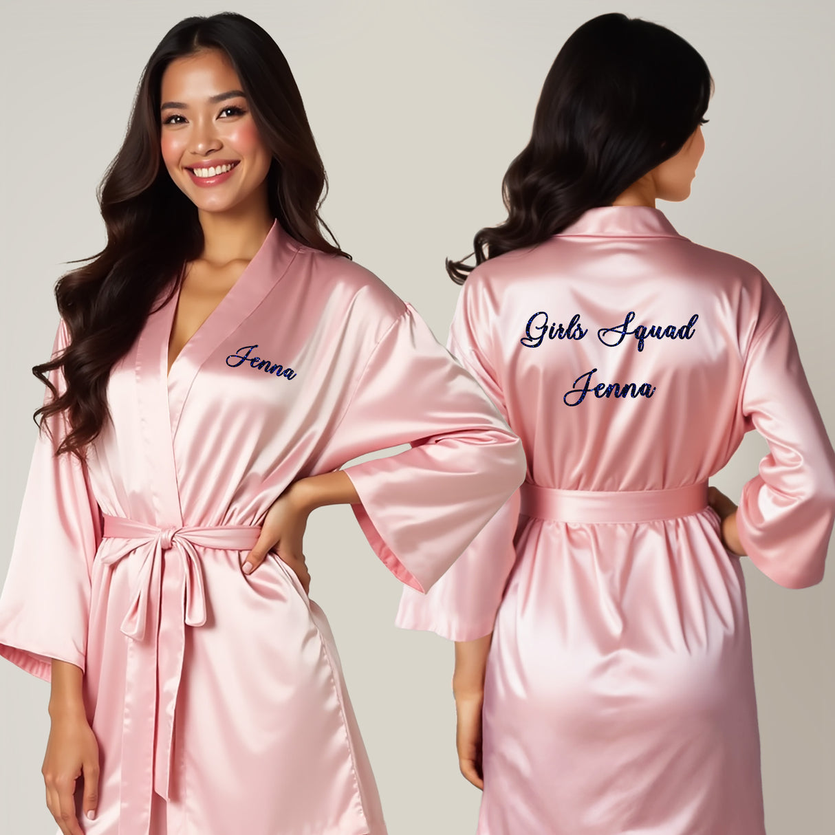 Personalized girls squad robe for women. Custom girls robe with custom text. 
