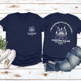 Orlando theme park family vacation shirt featuring a magical castle design, perfect for matching group photos and custom trips.