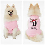 Reindeer Initial Personalized Dog Christmas Outfit with Name, Hoodies, Bandanas & Tanks, Sizes XS-3XL
