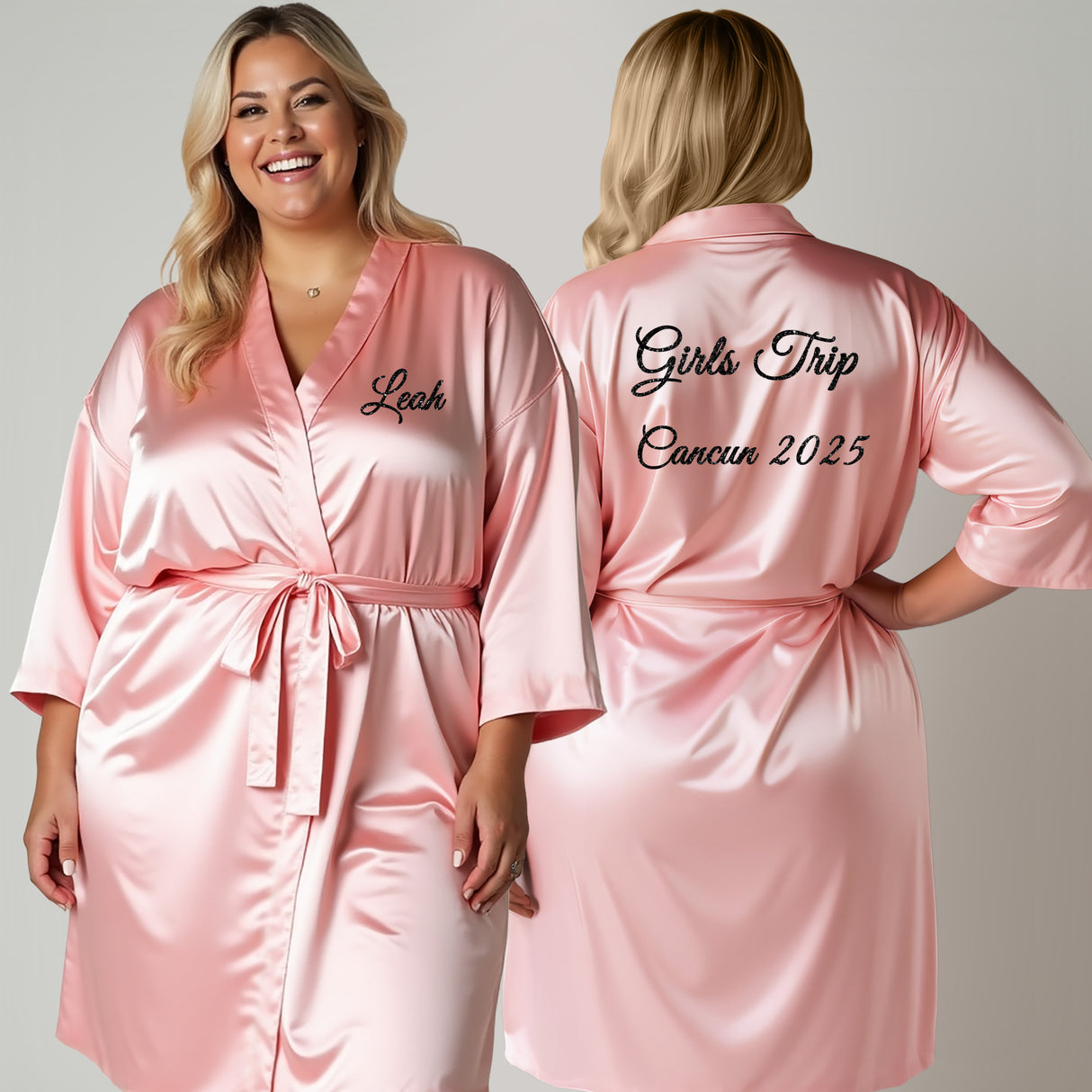 Bridesmaid Robe Set of 5, Personalized Robes in Front & Back, 26 Colors, 3T-6XL