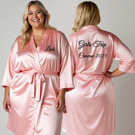 Bridesmaid Robe Set of 5, Personalized Robes in Front & Back, 26 Colors, 3T-6XL - Gifts Are Blue