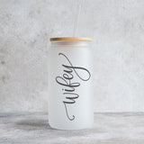 Personalized Wifey Iced Coffee Cup - Add Custom Date Text - Great Gift for Her