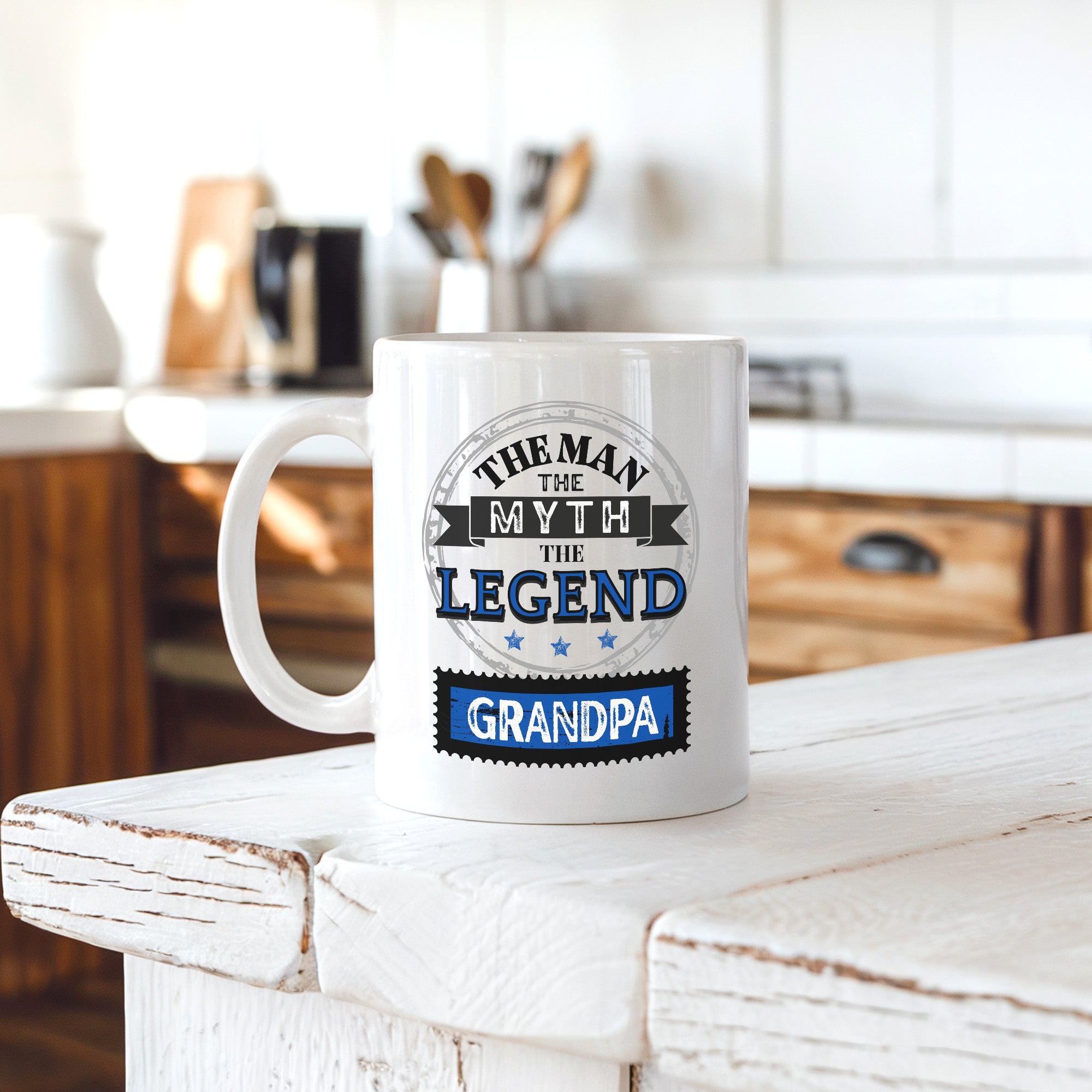 Funny custom name mug for Father's Day 2025, gift idea for dad, papa, or grandpa. Best Father's Day gift mug with personalized name.