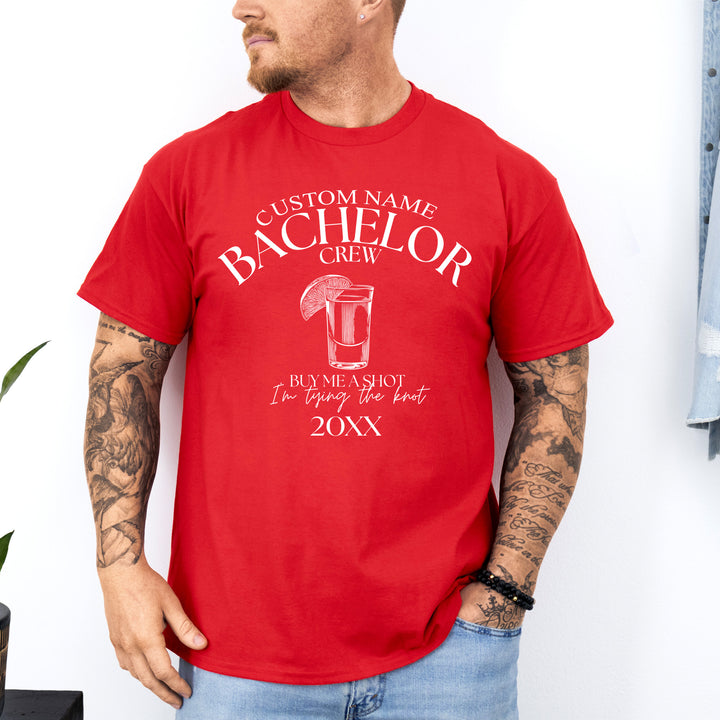 Comfortable bachelor party shirts with names are the perfect gift for groomsmen and a fun surprise for the future groom.