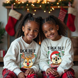 Double Trouble Christmas Sweatshirt - Sizes YXS to 5XL - Matching Family Shirts