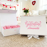 Multi Design Personalized Empty Valentine's Gift Box w Magnetic Lid, Bow and Crinkle Paper