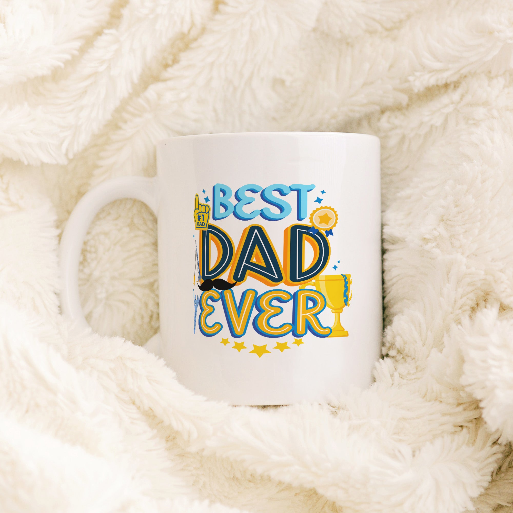 Whimsical Number One Best Dad Ever Coffee Mug, Gift for Him