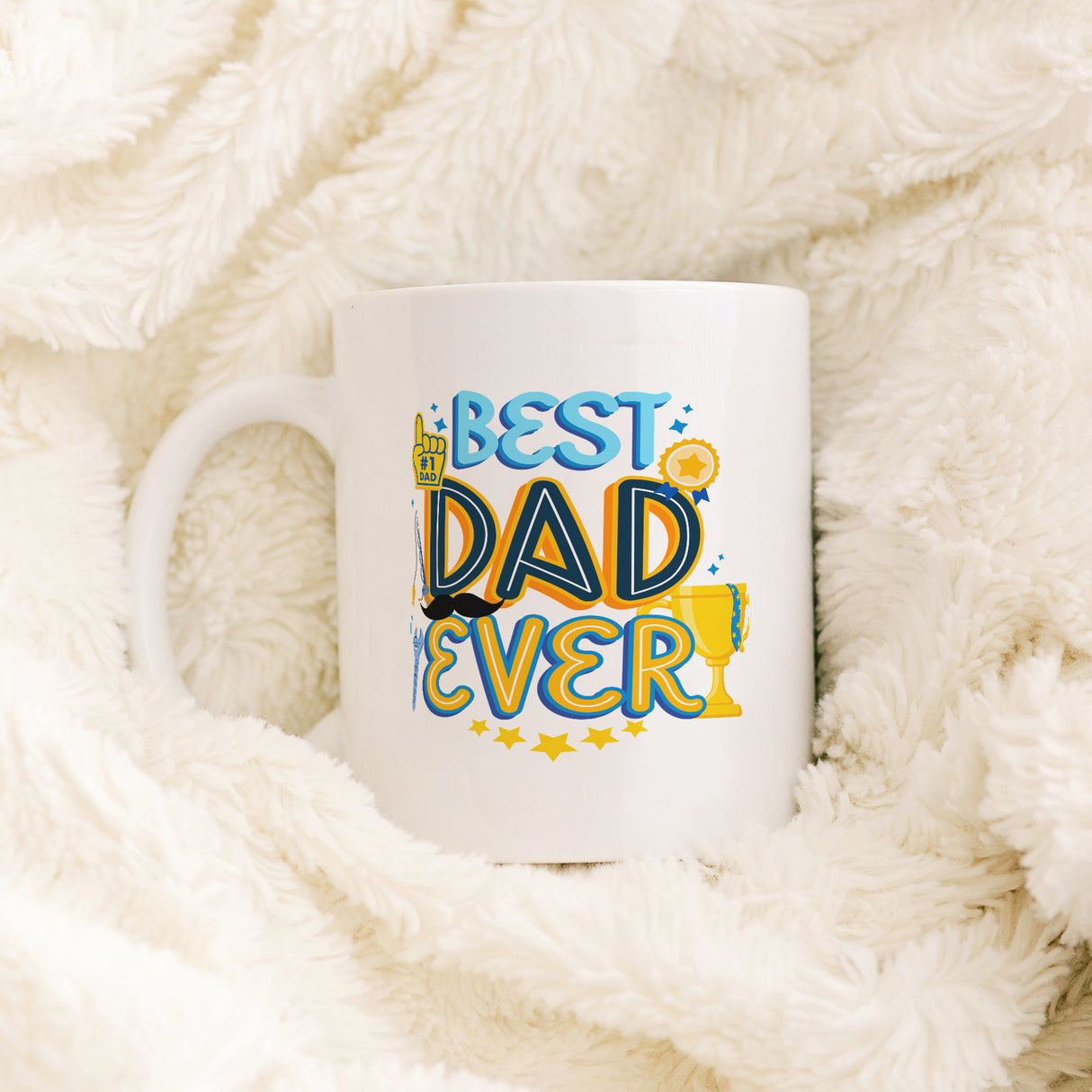 Whimsical Number One Best Dad Ever Coffee Mug, Gift for Him