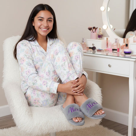 Custom Name Fluffy Slippers for Her – Personalized Gift for Teen Girls - Gifts Are Blue