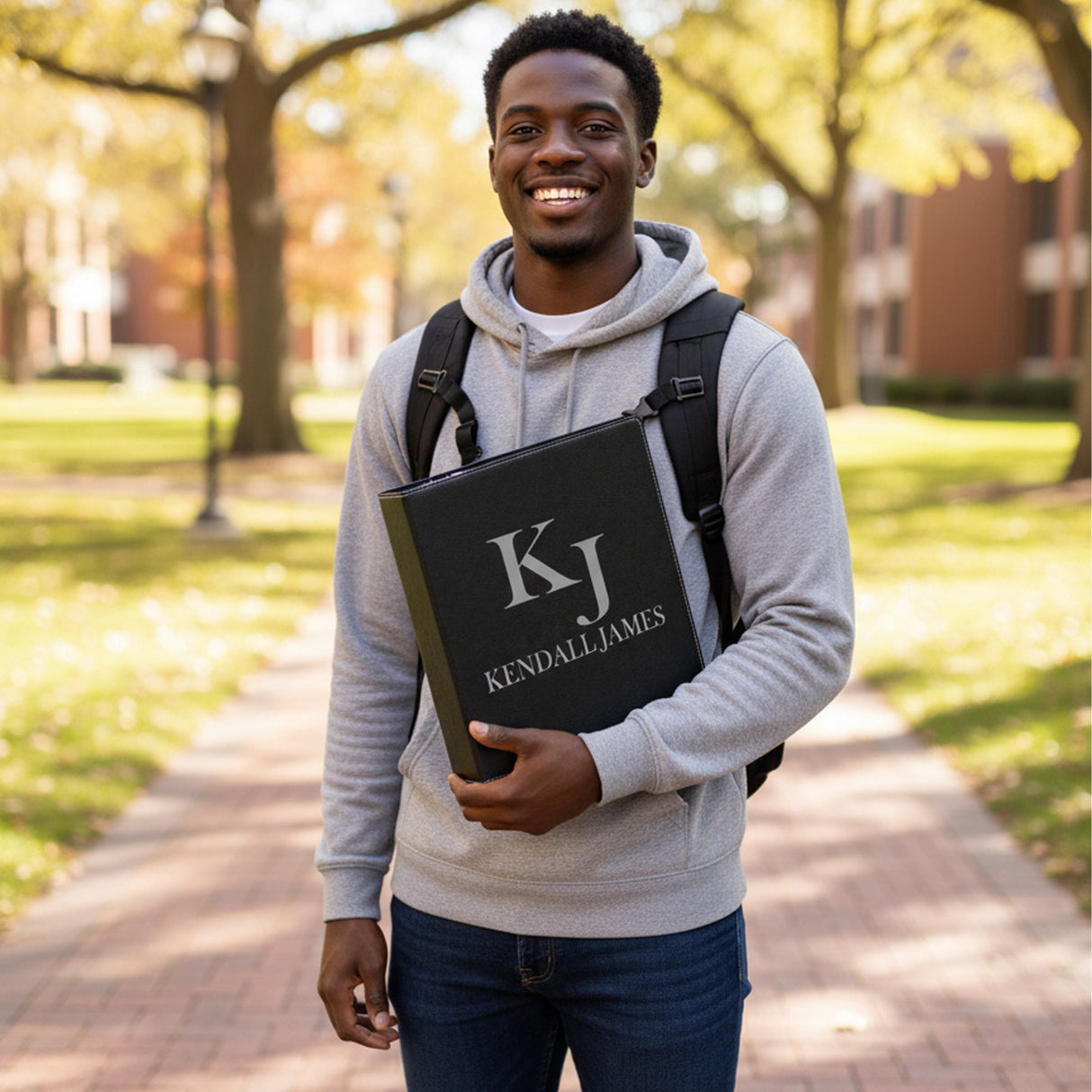 Faux Leather Personalized Binder with Name and Initials, Custom Gifts for Him