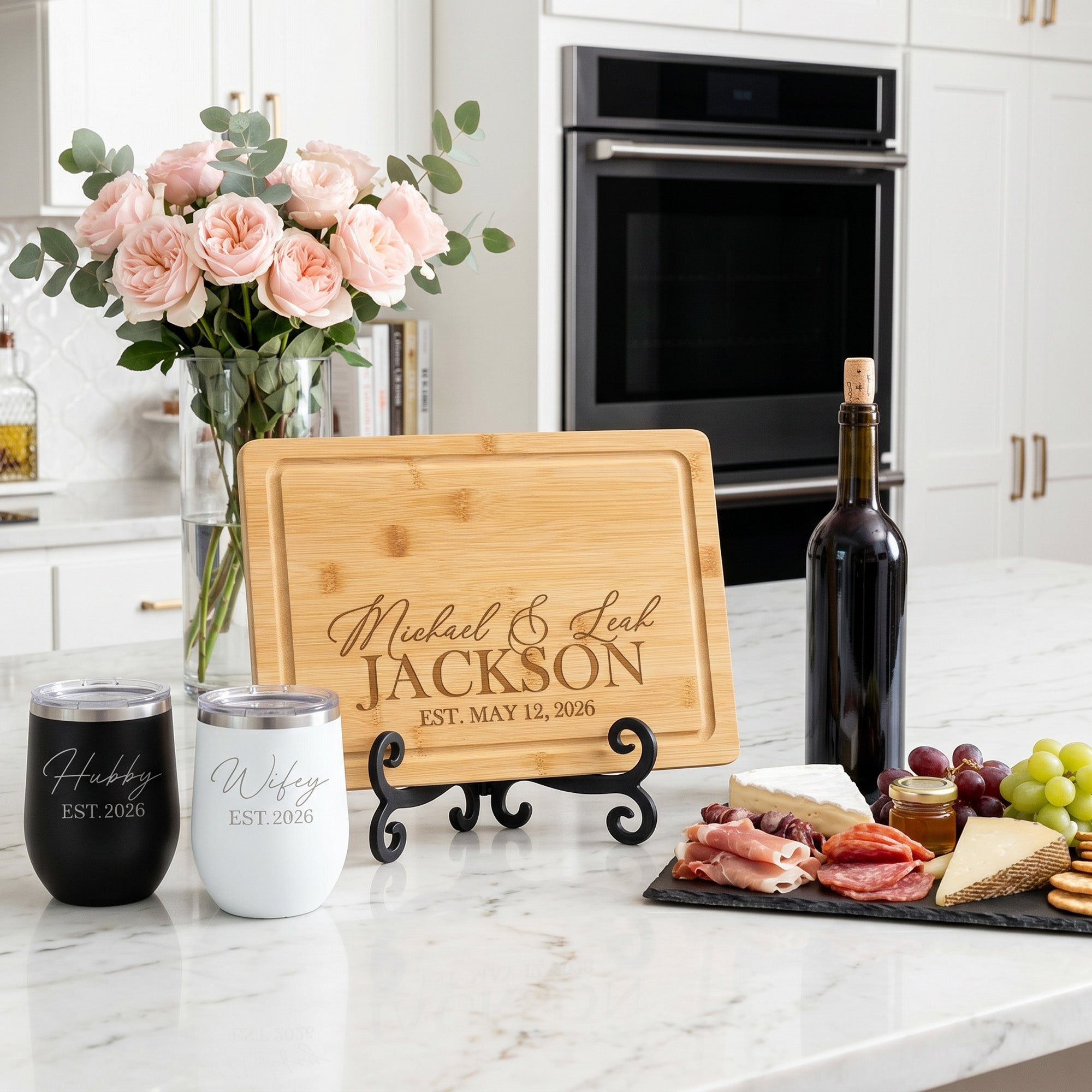 Happily Homemade Anniversary or Wedding Gift Set for Couples - Name & Date Edition