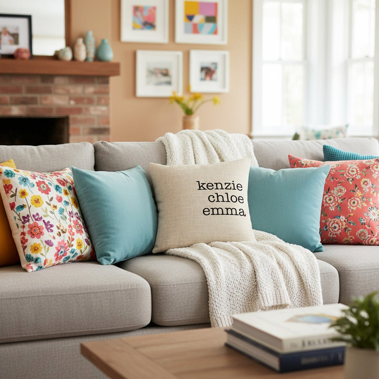 Personalized Throw Pillows with Names, Custom Gifts for Grandparents, and New Homeowners