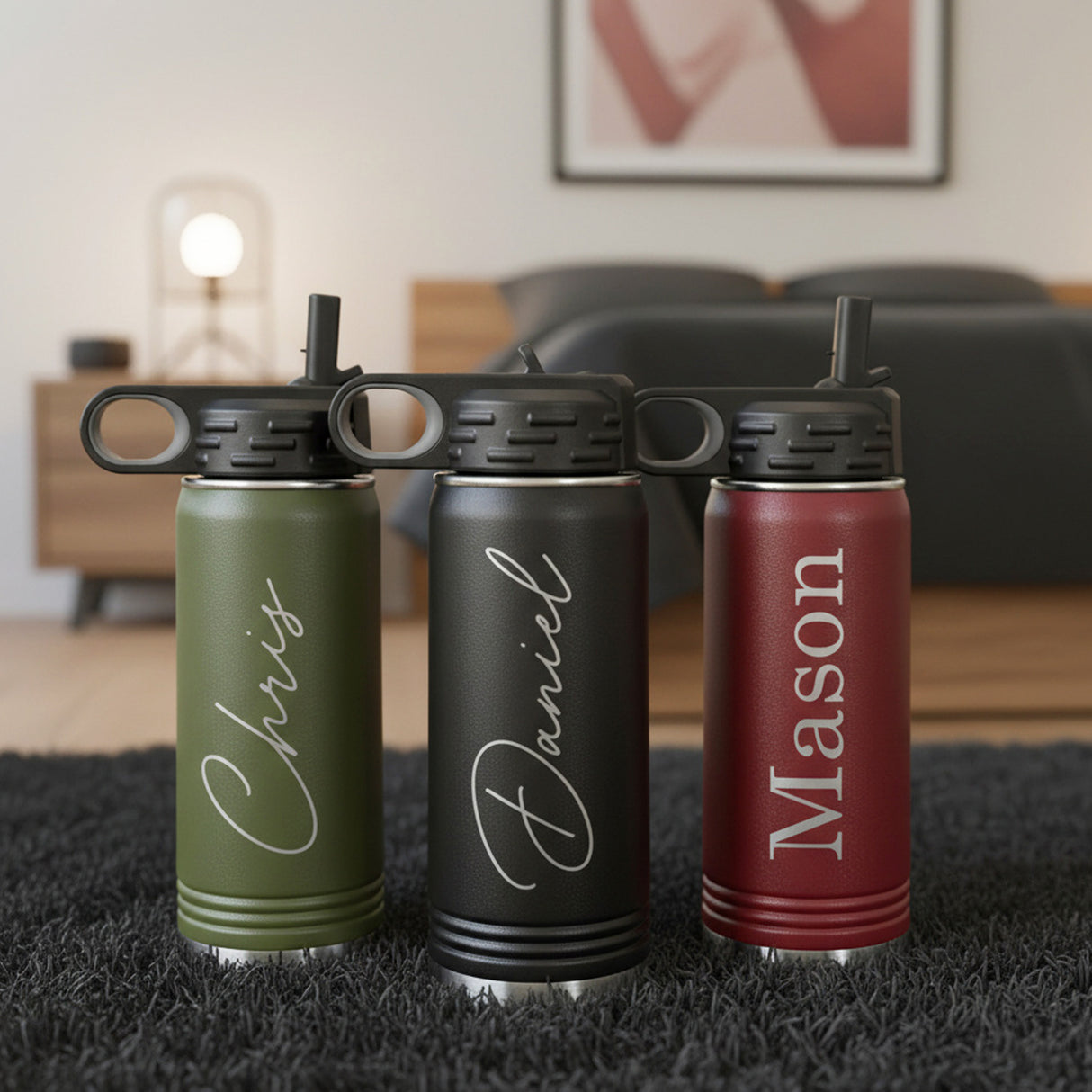 Polar Camel Personalized Water Bottle with Name for Teen Boys and Kids