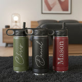 Polar Camel Personalized Water Bottle with Name for Teen Boys and Kids