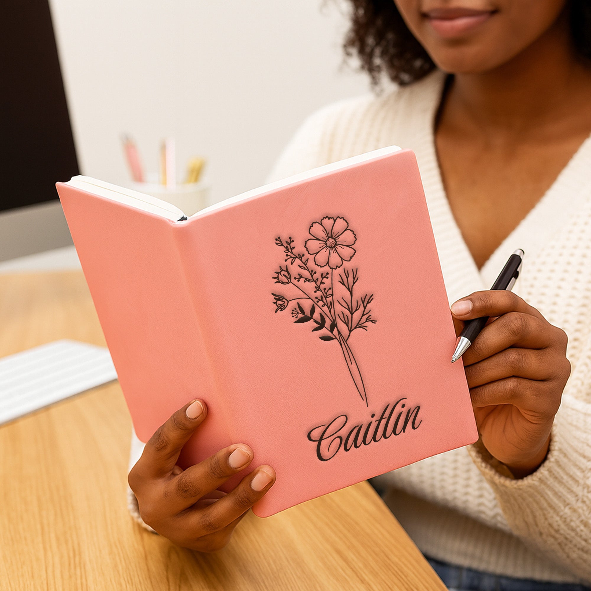 Custom Birth Flower Journal – Personalized Birth Month Flower Gift for Her