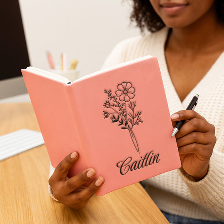 Custom Birth Flower Journal – Personalized Birth Month Flower Gift for Her