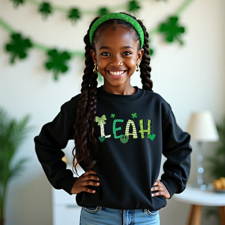 St Patty's sweatshirt personalized with name. St Patty's girls.