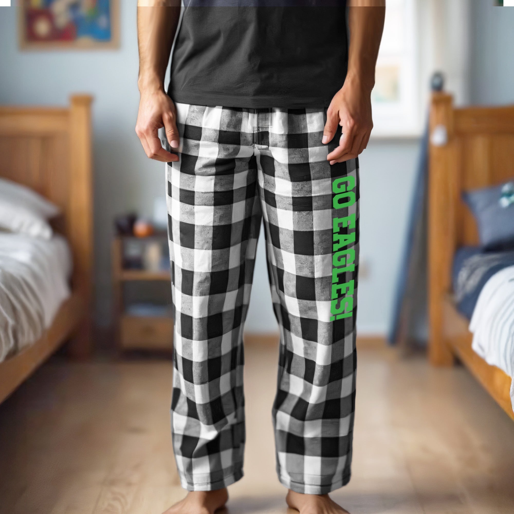 Personalized University Pajama Pants for Men, Custom College Lounge Pants for Back to School
