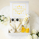 Sweet Pea Flower Girl Proposal Box with Fluffy Slippers & Tumbler