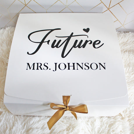 Personalized future mrs gift bundle box for newly engaged women.