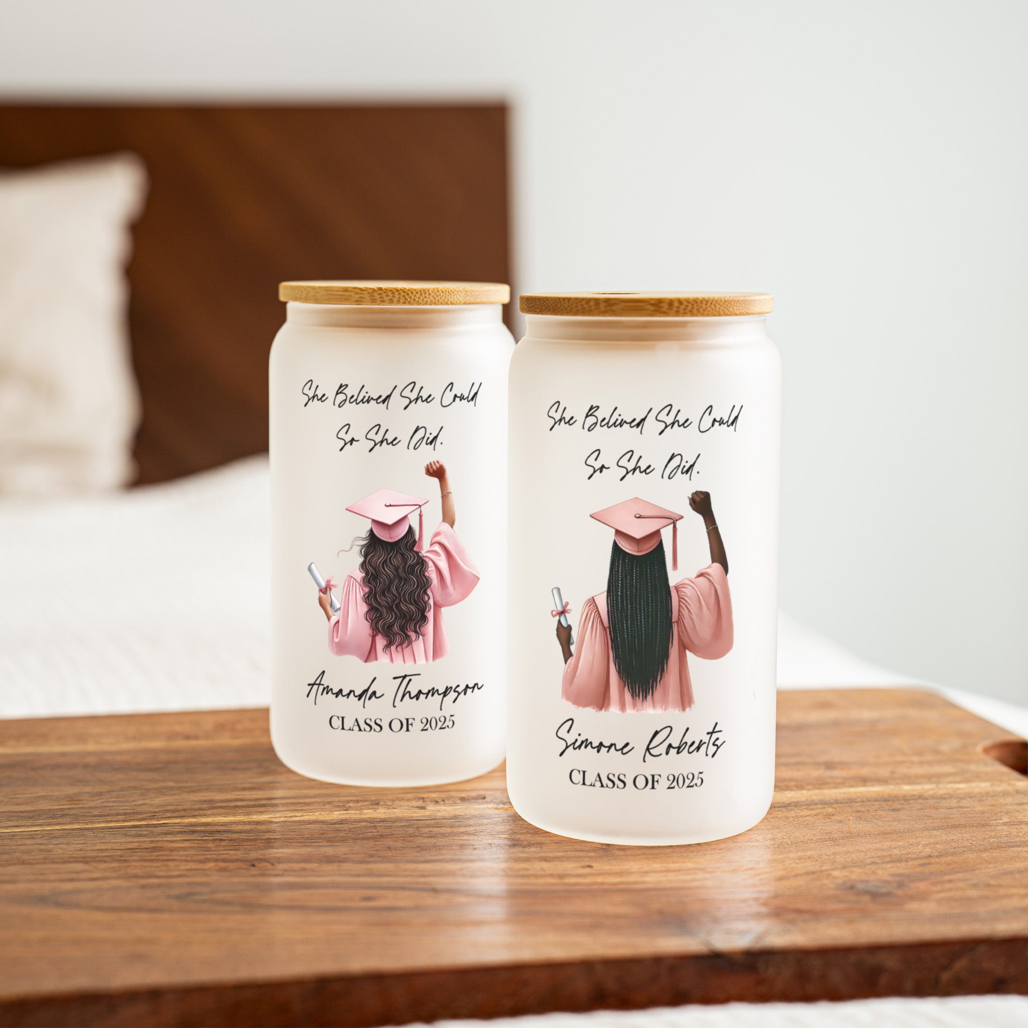 Customized to match the graduate’s look, complete with name and year, this makes a thoughtful and unique gift for her big day.