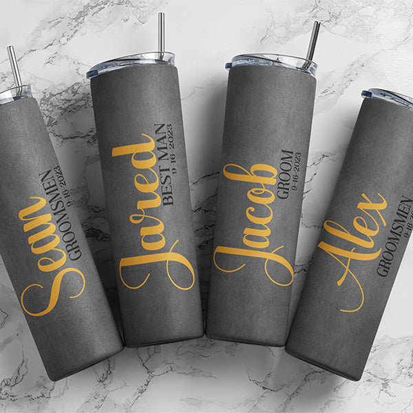 Personalized Groom and Groomsman 20oz Tumbler with Name Date and Title