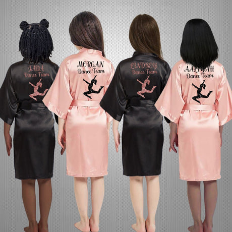 Personalized preteen dance robe with custom text, ideal gift for young dancers, birthdays, or Christmas presents for dancers. 