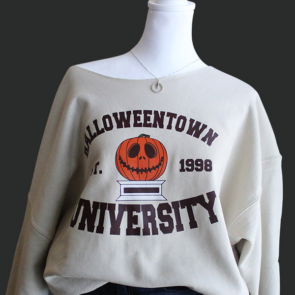 Off The Shoulder Halloween Sweatshirts - Sizes S - 5XL - With Raw Edge Neckline - Several Designs