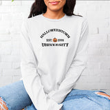 Halloween Long Sleeve TShirt with Halloweentown University design and graphics in front and back of shirt.