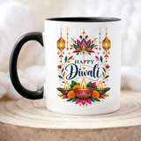 Happy Diwali Lotus & Diya Coffee Mug – 11oz & 15oz Indian Festival Gift - Gifts Are Blue