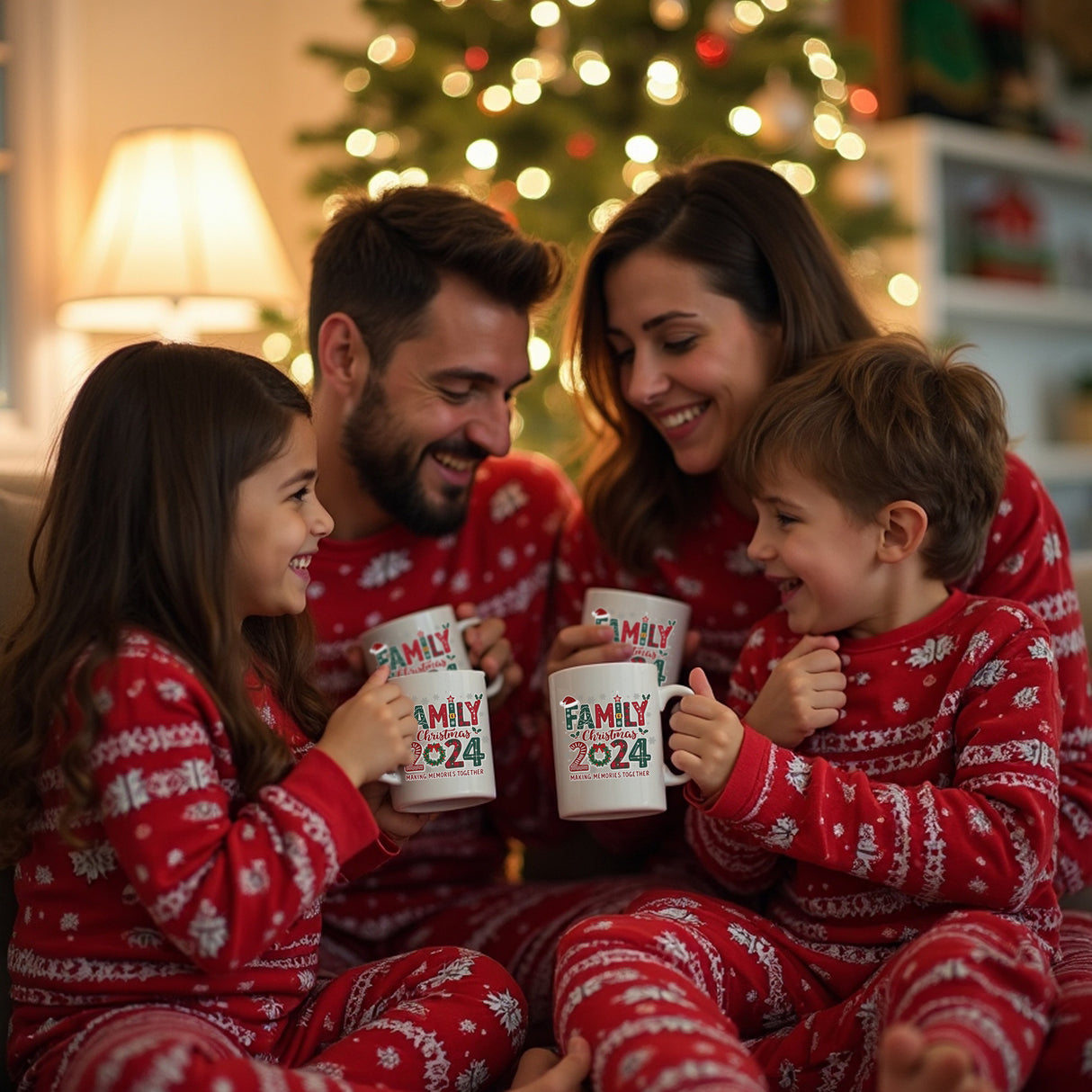 Family Christmas 2024 Mugs, Cute Family Matching Christmas Coffee Cups in sizes 11oz and 15oz