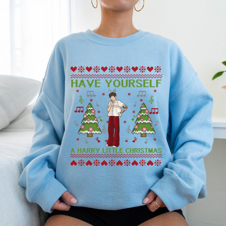 Funny and Cute Have Yourself a Harry Little Christmas Sweatshirt - Gifts Are Blue