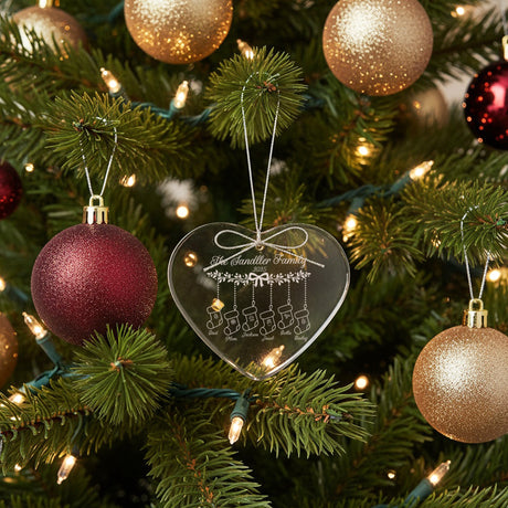 Christmas Stockings Personalized Crystal Ornament with Gift Box for Family, Variety of Shapes