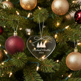 Couple Names w Trees Personalized Crystal Ornament for Christmas with Gift Box, Variety of Shapes