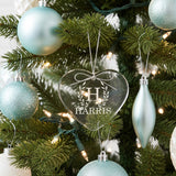 Wreath Initial Last Name Personalized Crystal Ornament for Christmas with Gift Box, Variety of Shapes