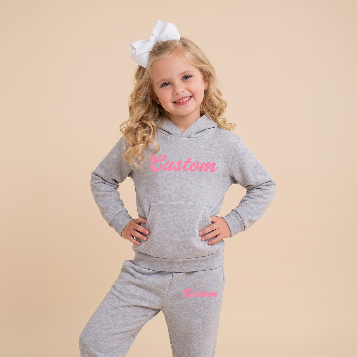 Custom Loungewear Set for Kids to Preteen, Toddler Hoodie no Drawstrings
