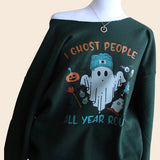 Off The Shoulder Halloween Sweatshirts - Sizes S - 5XL - With Raw Edge Neckline - Several Designs