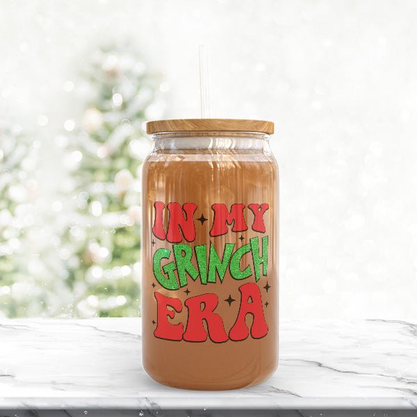 16oz I'm Not Going Grinch Glass Can Cup with Lid and Straw