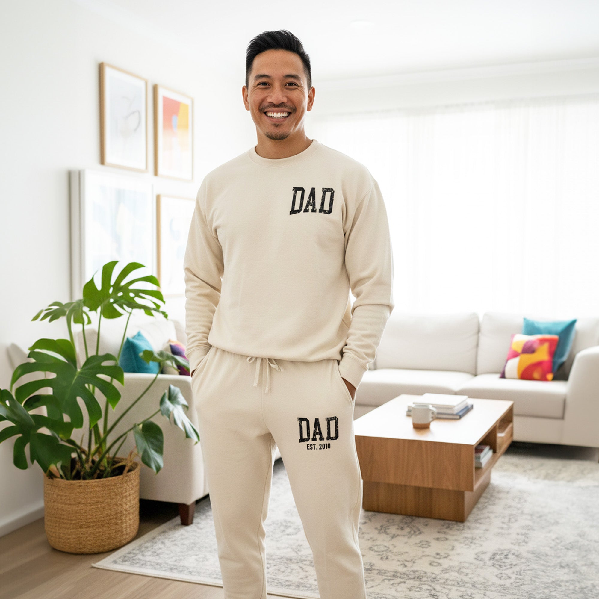 Comfort Colors Pocket Dad Est Loungewear Set, Personalized Gifts for Him