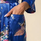 Jewel Blue Silk Kimono Womens Robe