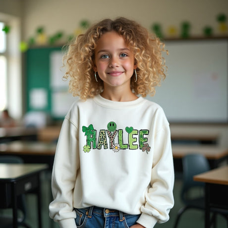 White personalized girls sweater. Girls shirts. Girls T-shirts.