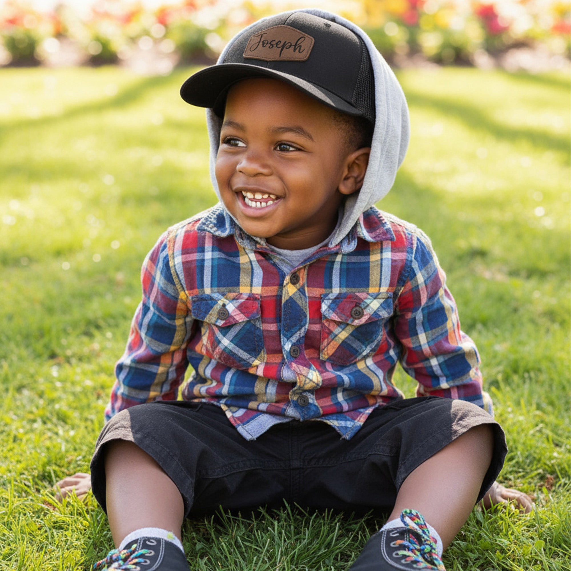 Youth Personalized Snapback Hat with Leather Patch, for Teen Boys & Kids