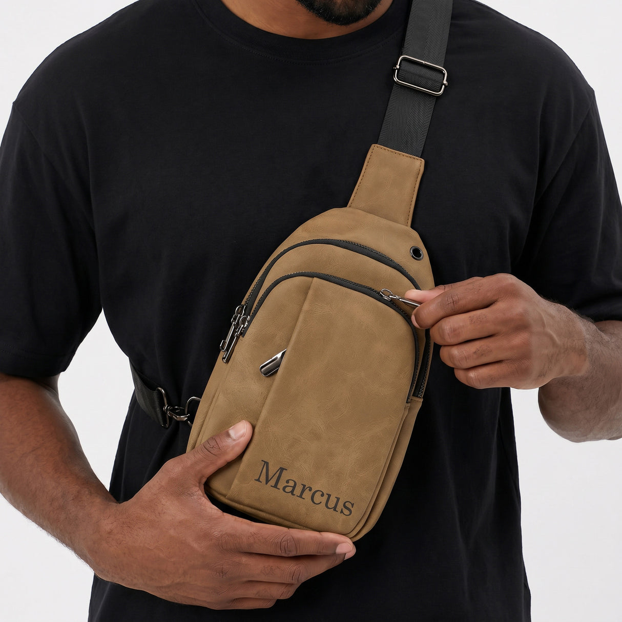 Explorer Custom Sling Bags for Men Engraved with Monogram or Name