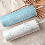 Light Blue Birthflower Tumbler. Mother of the Bride gifts. 