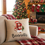 Red and Black Plaid Initial Personalized Christmas Pillow Cover and Add on Insert