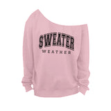 Light Pink Off The Shoulder Sweatshirt for Women