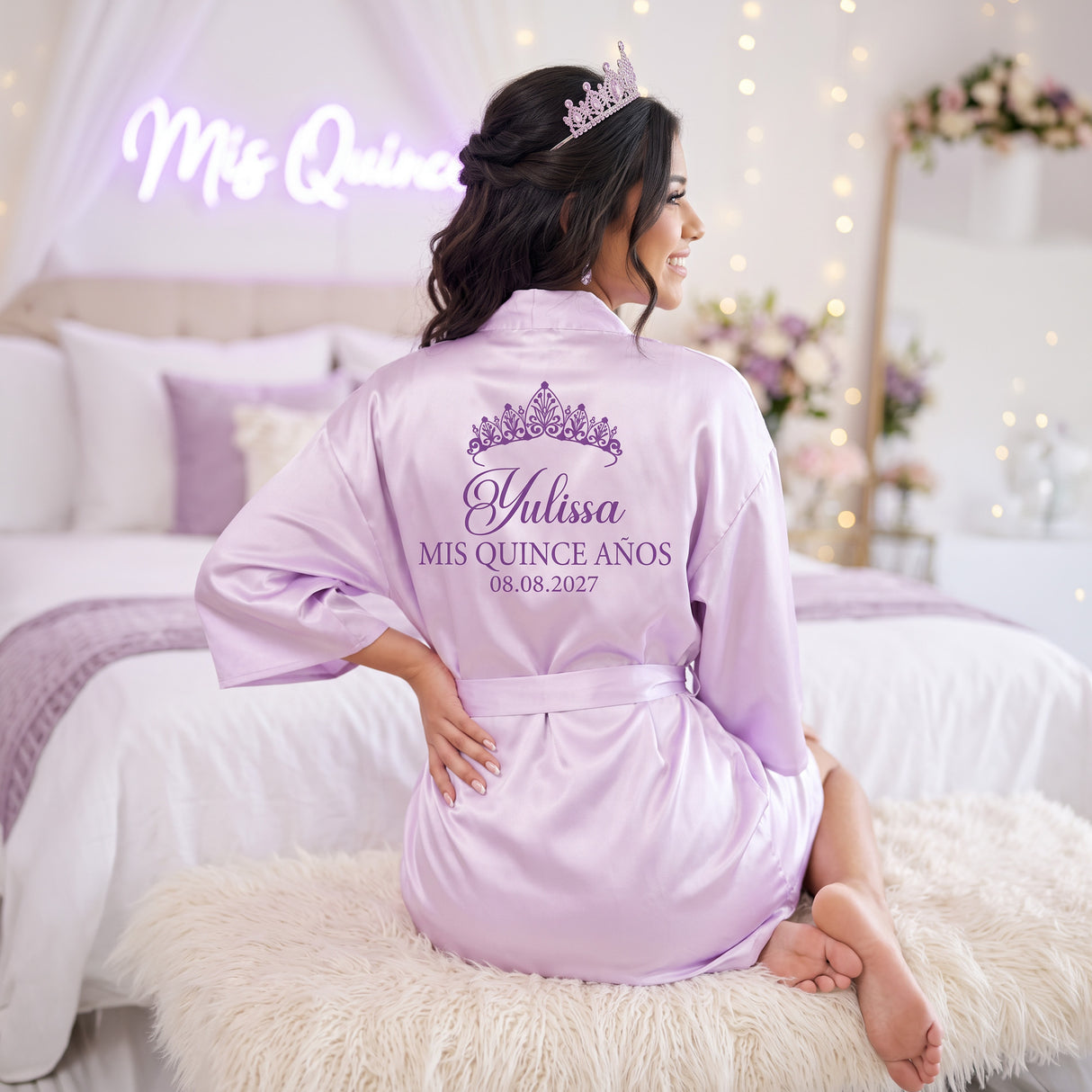 Classic Princess Quince Robe Personalized, Quinceanera Gift