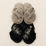 Personalized Fluffy Girls Slippers for Kids Ages 3 to 10 Years - Non-Skid Open Toed Style - Flower Girl Slippers - Slippers for Birthday Parties & More